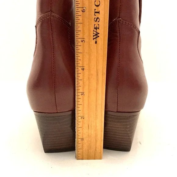 Seychelles Upside Boot Wine Leather Side Zip Western Inspired Women's 8.5 - Picture 8 of 13